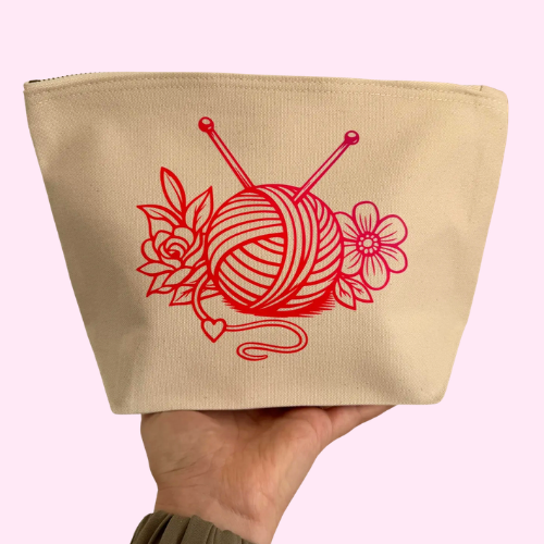 Floral Knit Zipped Project Bag