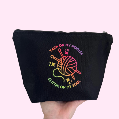 Yarn On My Needles Glitter On My Soul Zipped Project Bag