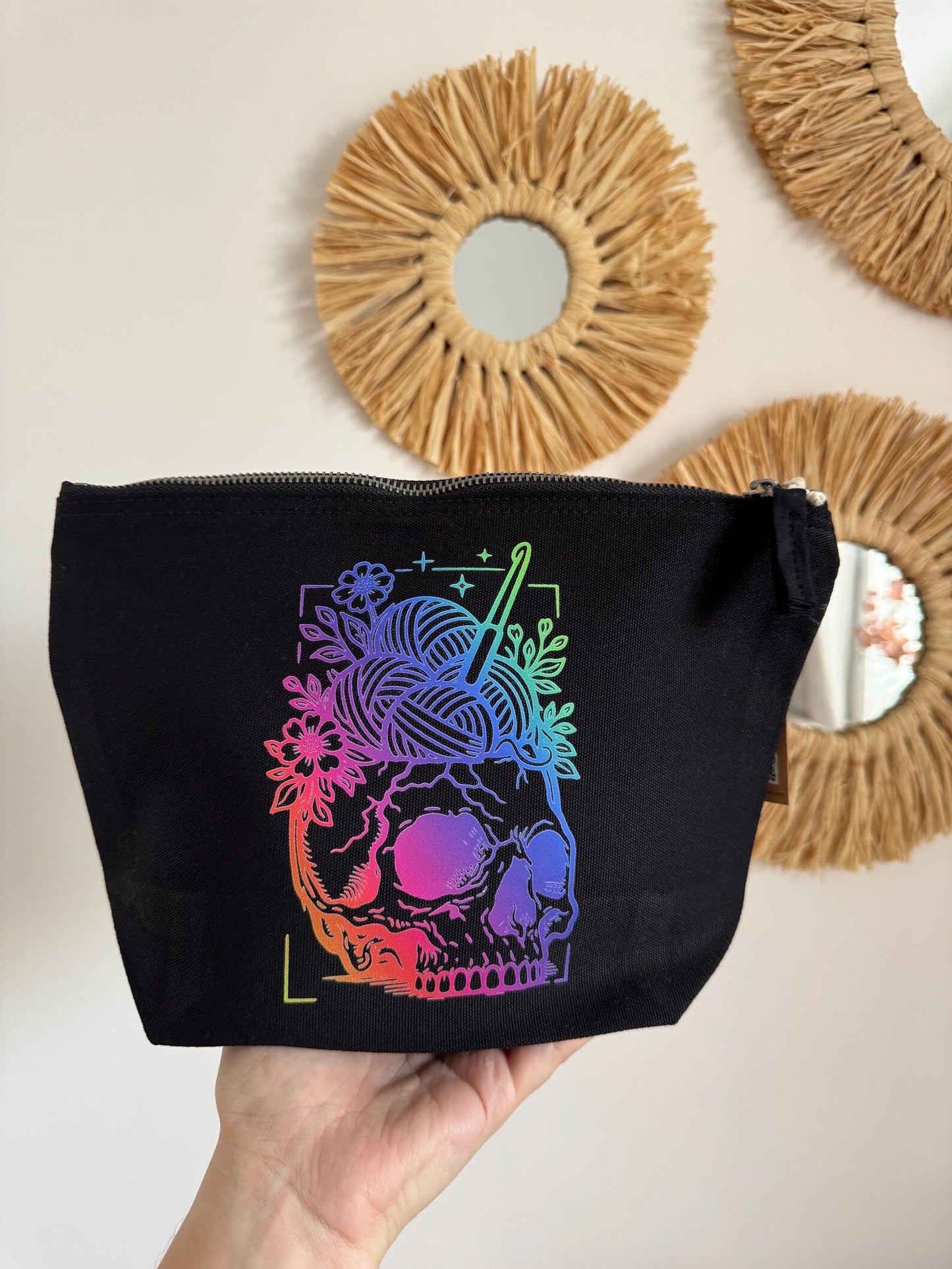 The Skeleton Crochet Zipped Project Bag